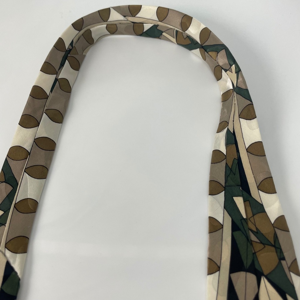 Vintage 90s Silk Tie Abstract Bachrach Screenplay by Martin Wong Geometric Olive - Picture 8 of 12